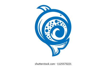 Fish in the ocean illustration or logo design