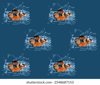 Fish and ocean pattern in illustrator