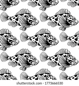 Fish ocean seamless pattern in vector