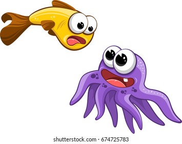 Fish and octopus