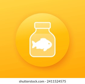 Icono de botella de aceite de pescado, vector