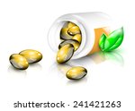 Fish oil capsules spilled from the container EPS 10