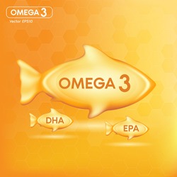 Fish Oil Drop Gold, Vitamin D And Omega 3 In Fish Shape Supplemental, Benefits Of Pills Improving Mental, Heart, Eyes, Bones Health, Lower Cholesterol Level. 3d Vector