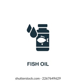 Fish oil icon. Monochrome simple sign from pharmacy collection. Fish oil icon for logo, templates, web design and infographics.