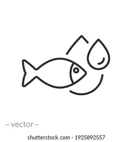 Fish Oil Icon, Omega 3 Dietary Supplement, Multivitamin Fatty Drop, Thin Line Symbol On White Background - Editable Stroke Vector Illustration