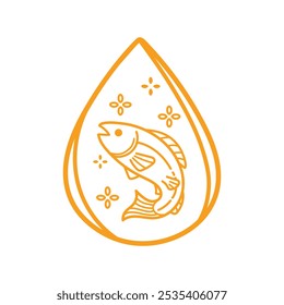 Fish Oil Icon , Omega 3 Fish Oil Symbol Vector, Fish Oil Supplement Decorative Symbol, Omega 3 Vitamin Clip Art Image.