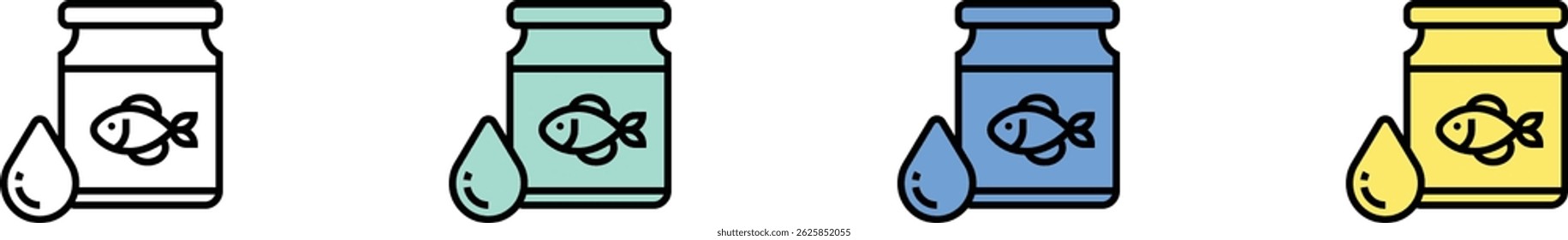 fish oil icon. Outline, Green, Blue and Yellow Style Design Isolated On White Background