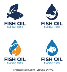 Fish oil logo set with various design concepts and color schemes for branding icon