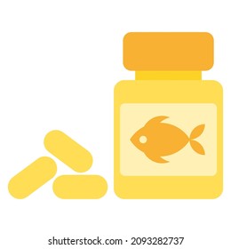 Fish Oil Pills Flat Clipart Vector Illustration