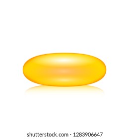 Fish oil supplement capsule. Clipart image isolated on white background