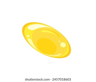 Suplemento de aceite de pescado en cápsula de gel suave aislado sobre fondo blanco. Ilustración plana de dibujos animados de Vector de la píldora amarilla. 