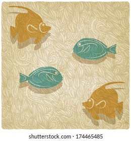 fish old background - vector illustration
