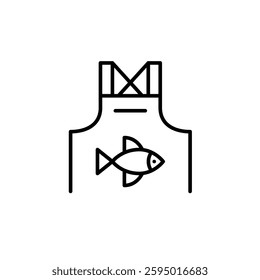 Fish on apron. Seafood store or restaurant. Pixel perfect, editable stroke vector icon