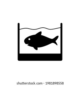 Fish on aquarium flat design vector black color editable.
