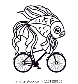 Fish on a bicycle. Vector illustration