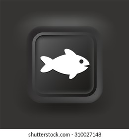 Fish on Black Square Button