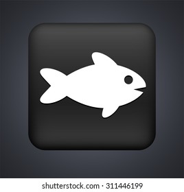 Fish on Black Square Button