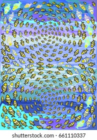 Fish on a blue marine background