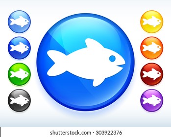 Fish on Colorful Round Button