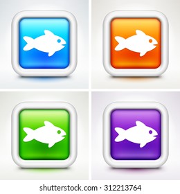 Fish on Colorful Square Buttons