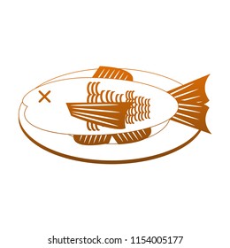 Fish on dish orange lines