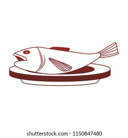 Fish on dish red lines