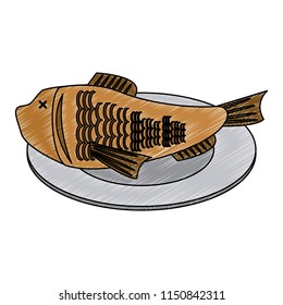 Fish on dish scribble