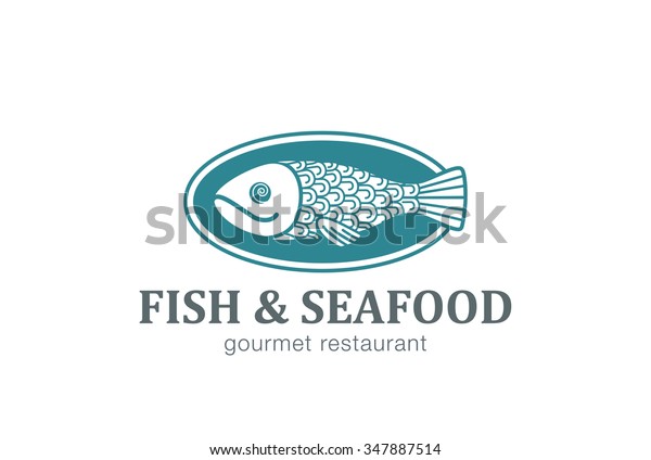 Fish On Dish Seafood Restaurant Logo Stock Vector (Royalty Free ...