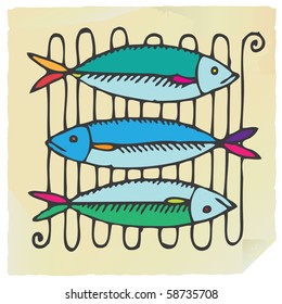 Fish on grill letter paper
