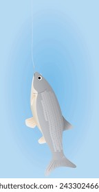 Fish on hook. vector illustration