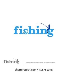 Fish on the "negative space" of letter "S", and the fishing man sat on the letter "g".