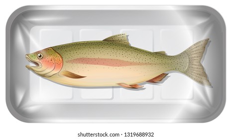 Fish on plastic container illustration