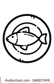 Fish On Plate Flat Icon Isolated On White Background