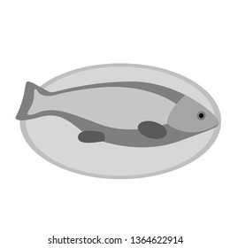 Fish on a plate flat illustration