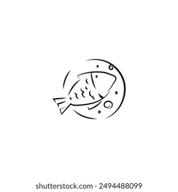 Fish on plate flat vector design