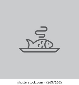 Fish on plate icon on the white background