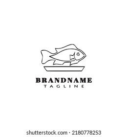 fish on a plate logo cartoon design template icon black modern isolated vector