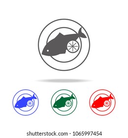 Fish on a plate simple black eating icon. Elements of food multi colored icons. Premium quality graphic design icon. Simple icon for websites, web design, mobile app, info graphics on white background