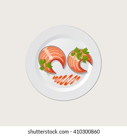 Fish on a plate - vector clip art