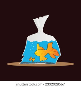 Fisch auf Ply-Bag-Vektorgrafik