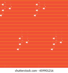 fish on a red background. Strips. Vector seamless pattern . Marine theme. 