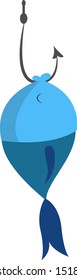 Fish on the rod, illustration, vector on white background.