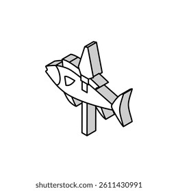 fish on spear isometric icon vector. fish on spear sign. isolated symbol illustration