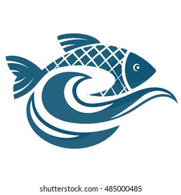 Fish on the water waves to the vector