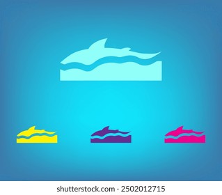 Peces en las olas, ícono de Vector. Una Imagen plana de un pez nadador.