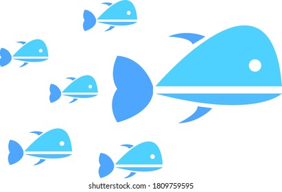 El concepto de pescado sobre fondo blanco y el logotipo de pesca para el diseño