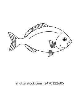 Fish one line art vector sketch drawing