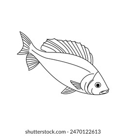 Dibujo de dibujo de Vector de arte de una línea Fish
