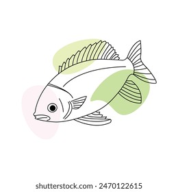 Fish one line art vector sketch drawing