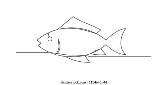 Fish. One line drawing.